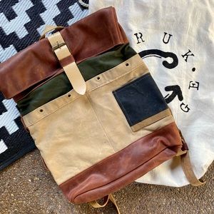 Custom canvas & leather backpack